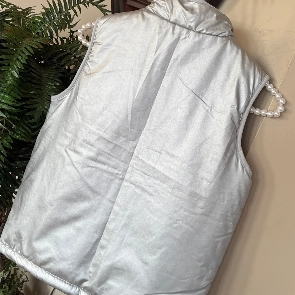 Buffalo David Bitton Reversible Zip Up Vest Silver Metallic & Pink Cream Sherpa